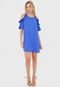 Vestido Calvin Klein Curto Babado Azul - Marca Calvin Klein