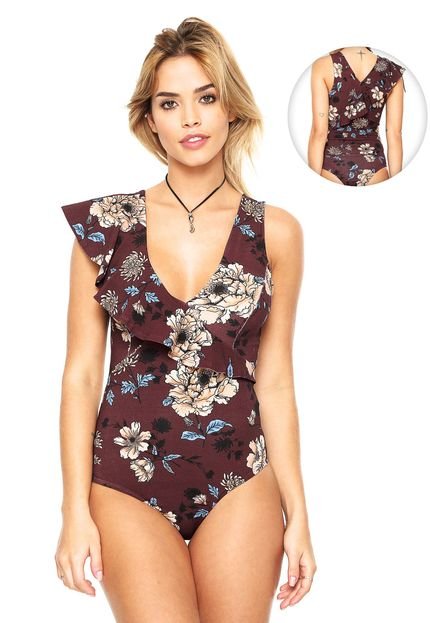 Body Colcci Floral Vinho - Marca Colcci