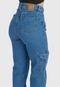 Kit 2 Calças Jeans HNO Jeans Wide Leg Cargo Hot Pant Bolso Lateral Azul Claro - Marca HNO Jeans