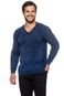 Suéter Tricô Masculino Algodão  Belgica 7151  Azul - Marca Officina do Tricô