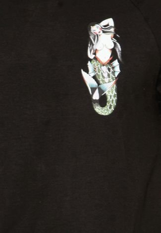 Camiseta Blunt Raglan Caio G. Mermaid Preta
