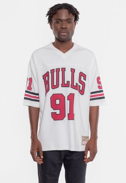 Camiseta Mitchell & Ness Chicago Bulls Football Hwc Off White - Marca Mitchell & Ness