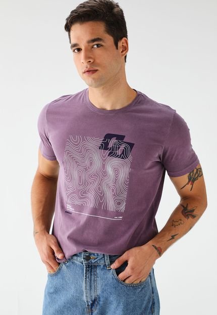 Camiseta Colcci Reta Estampada Roxa - Marca Colcci