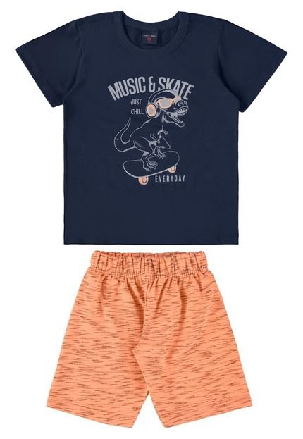 Conjunto Camiseta Manga Curta e Bermuda Infantil Guloseima Azul - Marca GULOSEIMA