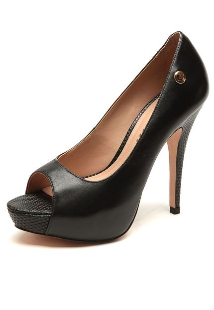 Peep Toe Carmim Meia-Pata Preto - Marca Carmim