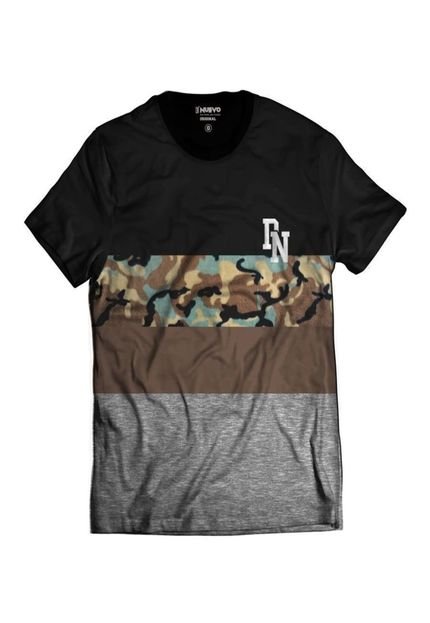 Camiseta Di Nuevo Militar StreetWear Camuflada Cinza Preta - Marca Di Nuevo