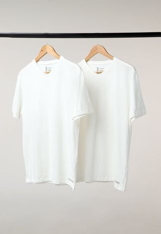 Kit 2pçs Camiseta Calvin Klein Underwear Logo Off-White