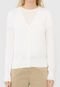 Cardigan Tricot Hering Liso Off-White - Marca Hering