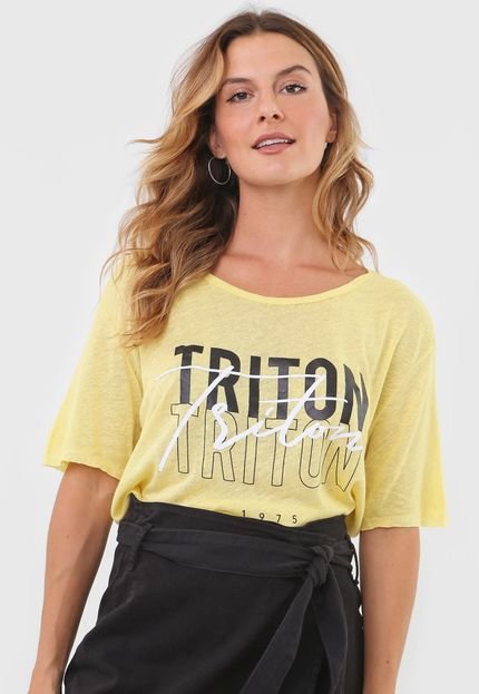 Camiseta Triton Lettering Amarela - Marca Triton