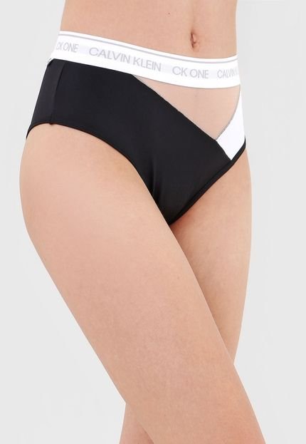 Calcinha Calvin Klein Underwear Hot Pant One Color Block Preta/Nude - Marca Calvin Klein Underwear