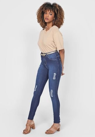 Calça Jeans GRIFLE COMPANY Skinny Destroyed Azul