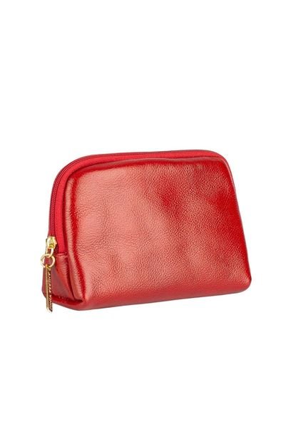 Necessaire pequena de couro liso Duda Vermelho - Marca Andrea Vinci