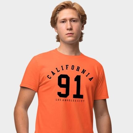 Camisa Camiseta Genuine Grit Masculina Estampada Algodão 30.1 California 91 - P - Laranja - Marca Genuine