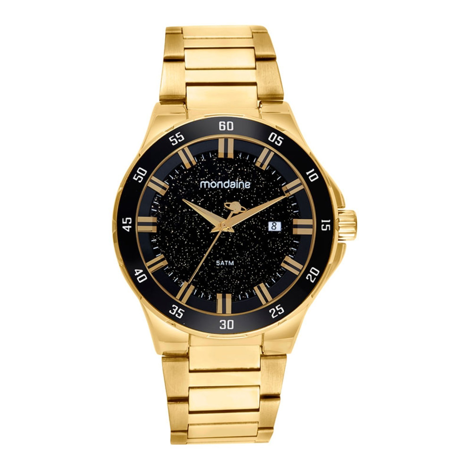 Relógio Masculino Efeito Movimento Translação Saturno Dourado Mondaine - Marca Mondaine