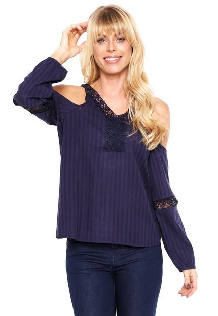 Blusa HELI Off Shoulder Azul-Marinho - Marca HELI