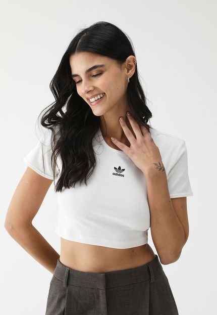 Camiseta Cropped adidas Originals Trefoil Branca - Marca adidas Originals