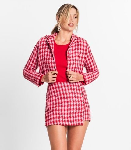 Shorts Saia Feminino Em Tweed Endless Vermelho - Marca Endless