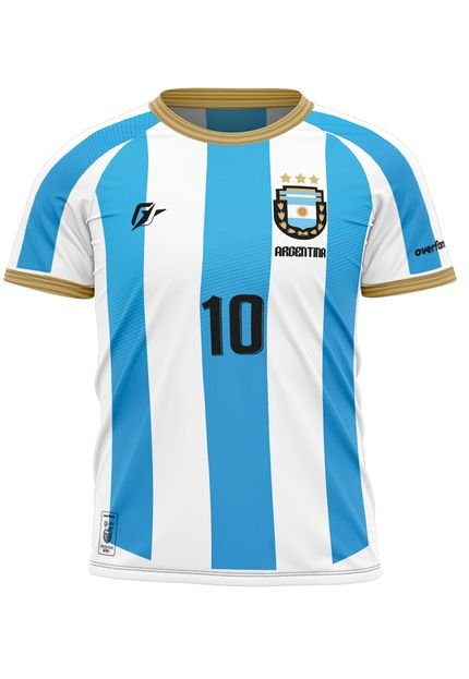 Camiseta Filtro UV Infantil Argentina Copa Albiceleste Tri Campeã - Marca Over Fame