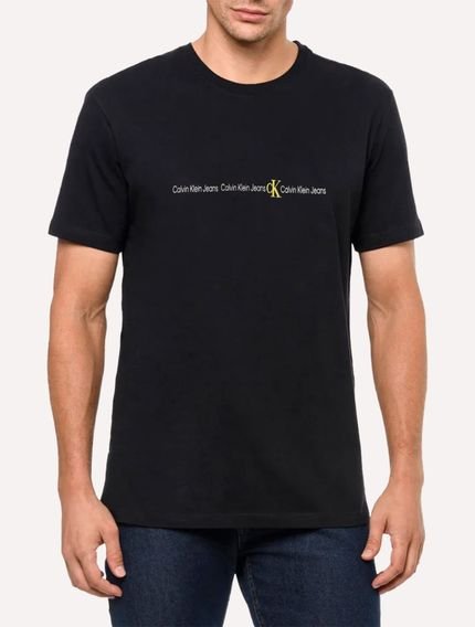 Camiseta Calvin Klein Jeans Masculina Logo Flow Preta - Marca Calvin Klein