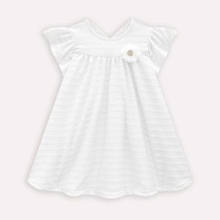 Vestido Infantil Menina Flor Milon Branco - Marca Milon