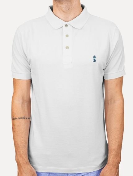 Polo Sergio K Masculina Piquet Teal Blue Logo Branca Incolor - Marca Sergio K