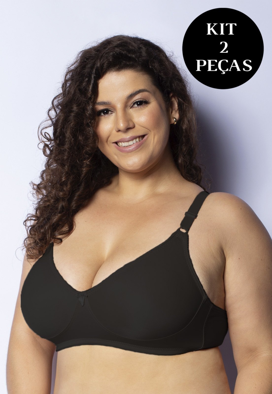 Kit 2 Sutiãs Reforçado Gabi Lingerie Plus Size Sem Bojo Sustentação Compressão Cinta Multicolorido - Marca Gabi Lingerie