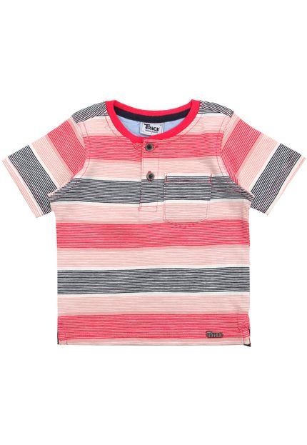 Camiseta Trick Menino Listrada Vermelha/Cinza - Marca Trick