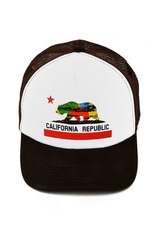 Boné Krew Trucker California Republic Psico Branco/Marrom
