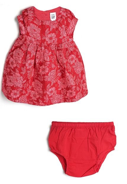 Vestido GAP Infantil Floral Vermelho/Rosa - Marca GAP