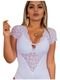 Body Summer Body Renda Decotado Manga Curta Rendado Bojo Collant Branco - Marca Summer Body