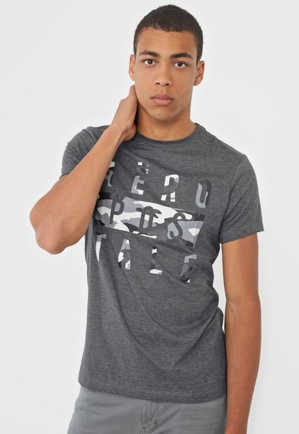 Camiseta Aeropostale Lettering Grafite - Marca Aeropostale