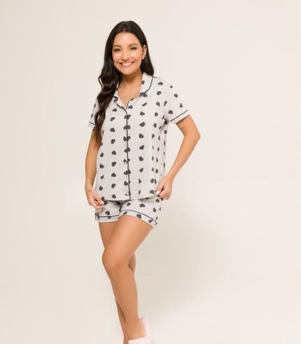 Pijama Feminino Americano Meia Malha Evanilda Branco - Marca Evanilda