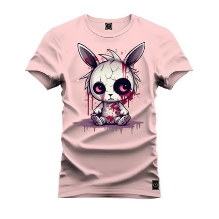 Camiseta Plus Size Unissex Algodão Estampada Premium Confortável Coelinho Horror - Rosa - Marca Nexstar
