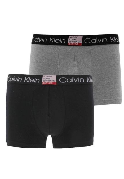 Kit 2pçs Cueca Calvin Klein Underwear Boxer My Love Preto/Cinza - Marca Calvin Klein Underwear