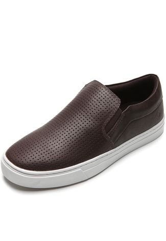 Slip On Couro Forum Perfuros Marrom