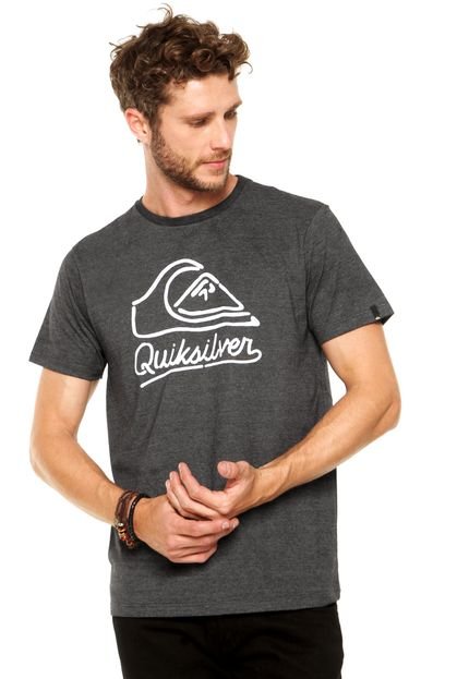 Camiseta Quiksilver Slim Fit Disco Sign Cinza - Marca Quiksilver