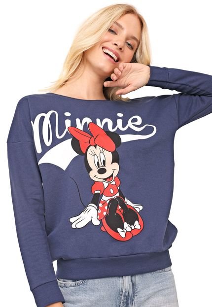 Moletom Fechado Cativa Disney Minnie Mouse Azul-Marinho - Marca Cativa Disney