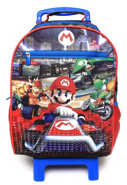 Mochila de Rodinhas DMW Nintendo Mario Kart G Preta/Vermelha/Azul - Marca DMW