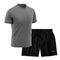 Kit Short   Camiseta Dry Treino Fitness Academia Bermuda Camisa Praia Esporte Cinza/Preto - Marca Life