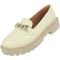 Sapato Feminino Mocassim Tratorado Donatella Shoes Bico Redondo Confort Off White com corrente - Marca Donatella Shoes