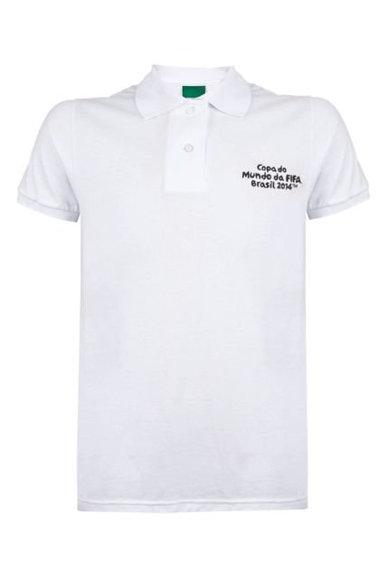 Camisa Polo Licenciados Copa do Mundo Futebol Arte Juvenil Branca - Marca Licenciados Copa do Mundo