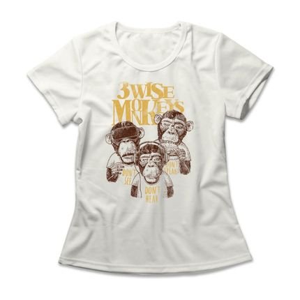 Camiseta Feminina Three Wise Monkeys - Off White - Marca Studio Geek 