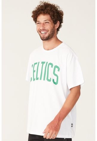 Camiseta NBA Plus Size Estampada Boston Celtics Branca