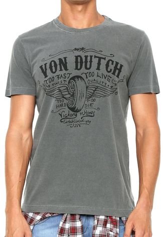 Camiseta Von Dutch Too Fast Cinza  REVERSA OP..: Modelo Divergente   