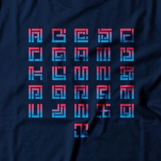 Camiseta Feminina Geometric Letters - Azul Marinho