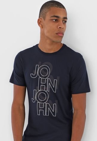 Camiseta John John Logo Azul-Marinho - Compre Agora