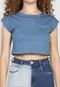 Blusa Cropped Forever 21 Bolso Azul - Marca Forever 21