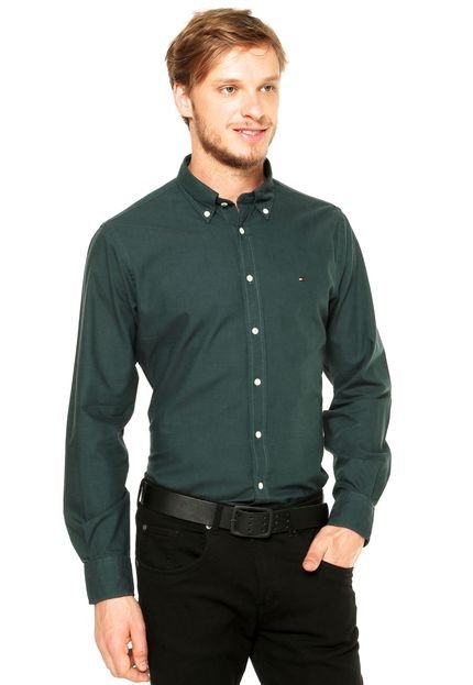 Camisa Tommy Hilfiger Custom Fit Verde - Marca Tommy Hilfiger