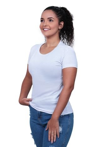 Blusinha Baby Look Camiseta Feminina Techmalhas Branco