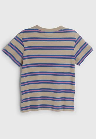 Camiseta Infantil Lacoste Kids Listrada Bege